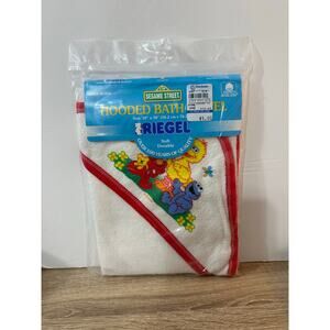 Vintage RIEGEL Sesame Street‎ Hooded Bath Towel 30" x 30" USA Big Bird Elmo